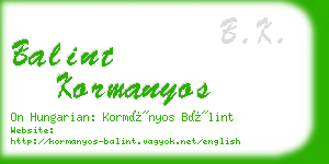 balint kormanyos business card